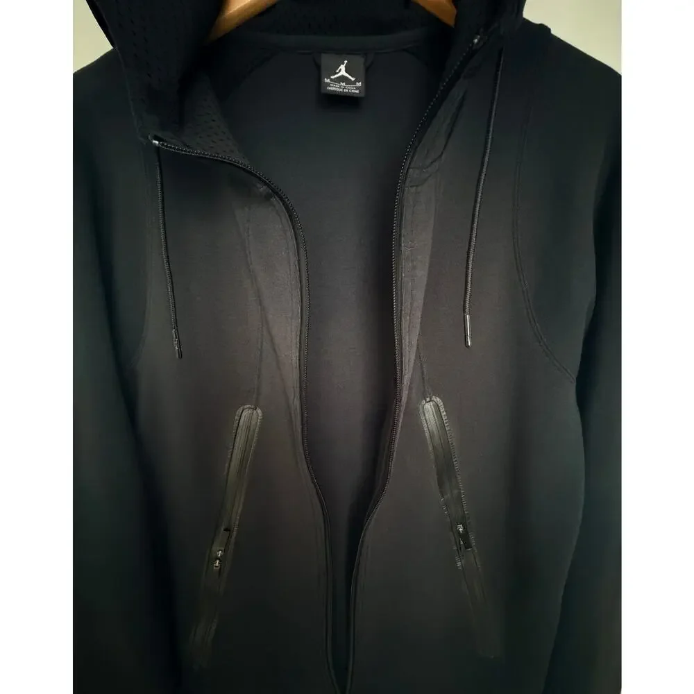 Jordan Black Drawstring hood Hoodie Mesh: Polyester Hooded Men's Medium